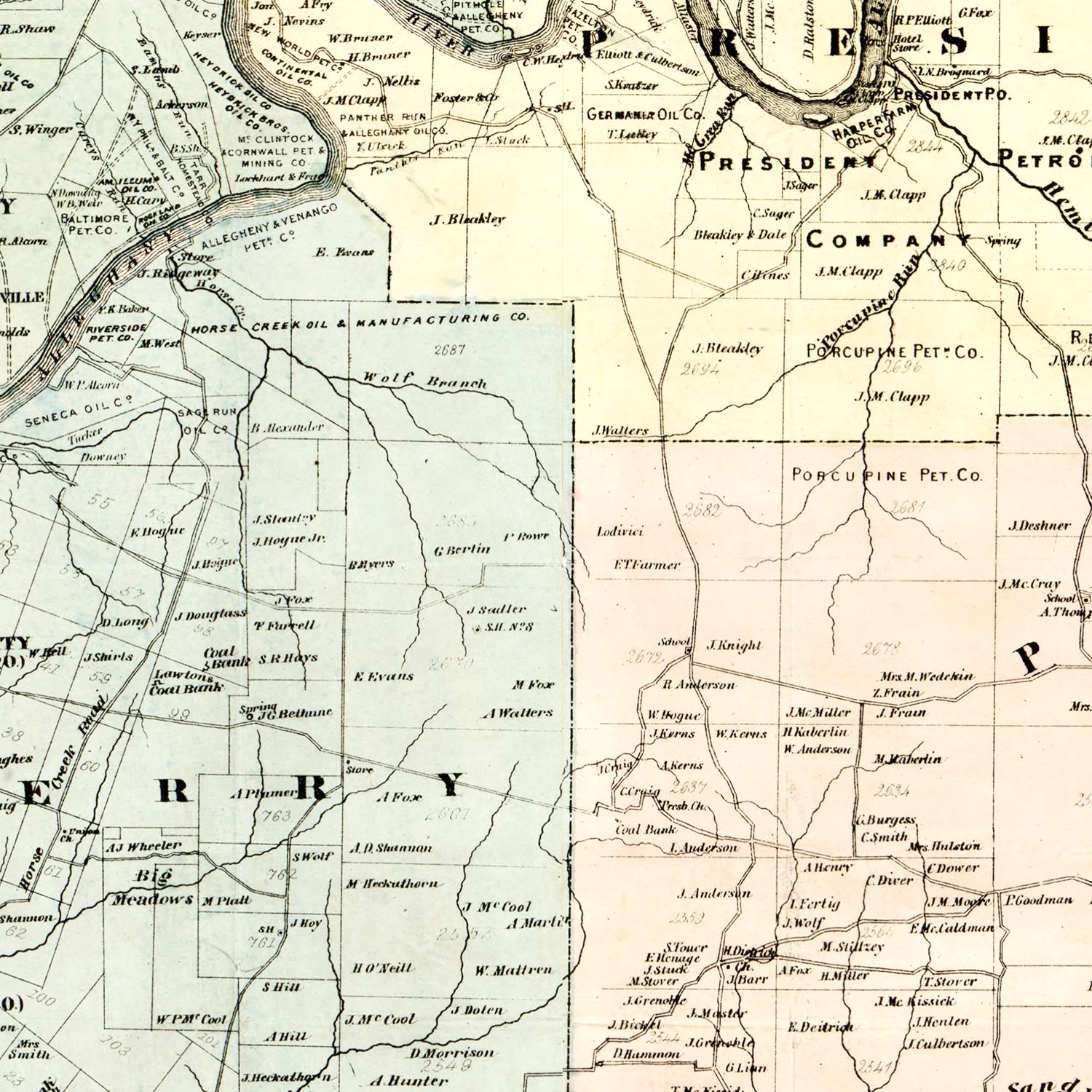 Vintage Map of Venango County, Pennsylvania 1865