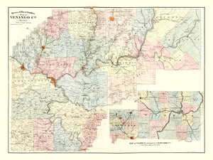 Vintage Map of Venango County, Pennsylvania 1865