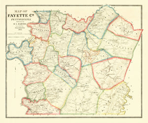 Vintage Map of Fayette County, Pennsylvania 1865