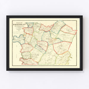 Vintage Map of Fayette County, Pennsylvania 1865
