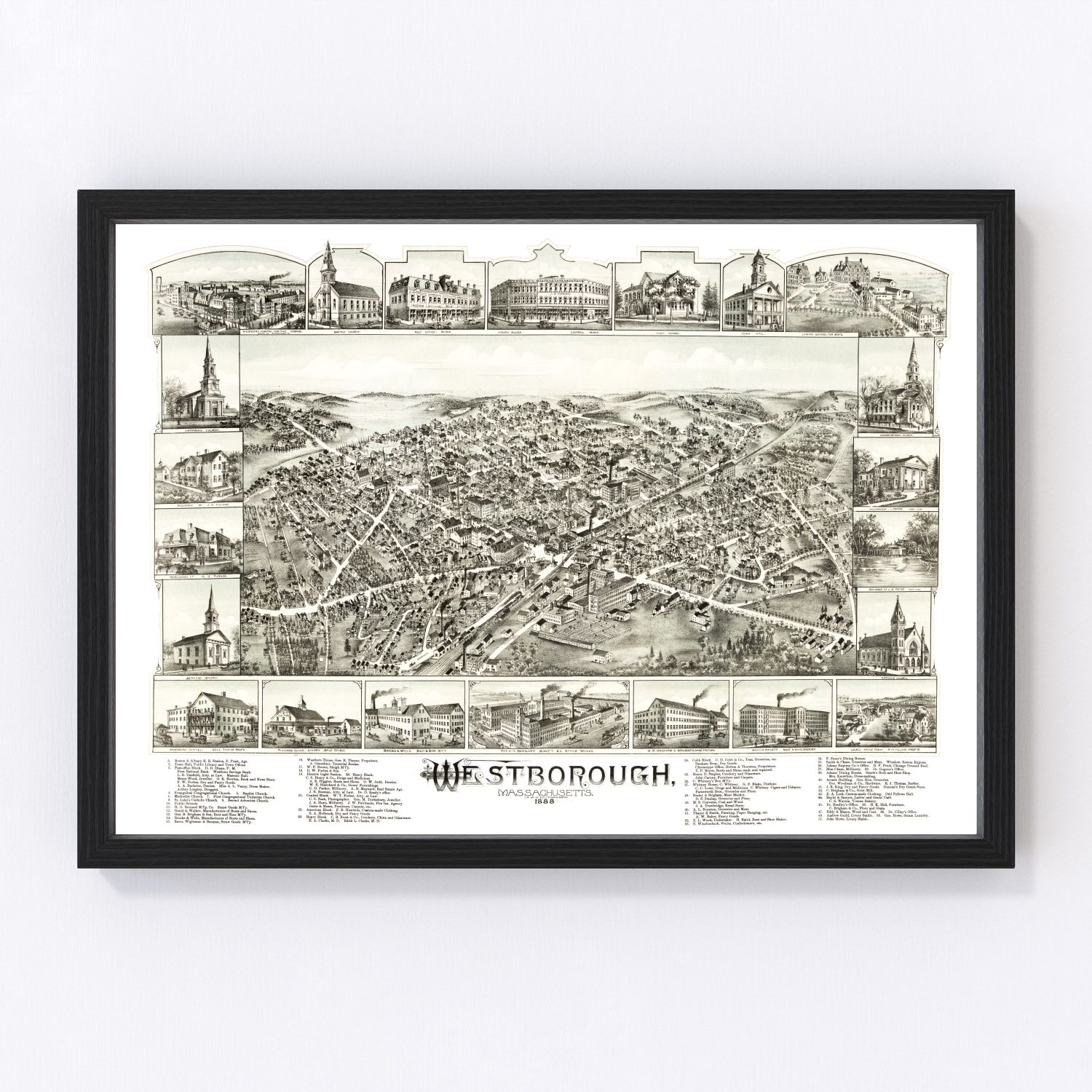 Vintage Map of Westborough, Massachusetts 1888