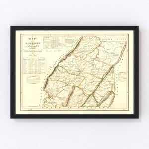 Vintage Map of Somerset County, Pennsylvania 1830