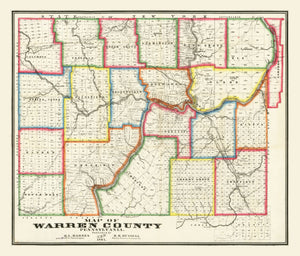 Vintage Map of Warren County, Pennsylvania 1865