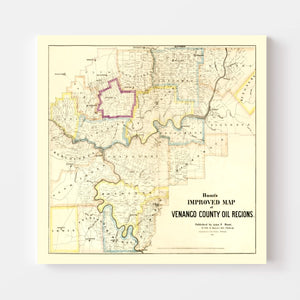 Vintage Map of Venango County, Pennsylvania 1865