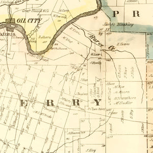 Vintage Map of Venango County, Pennsylvania 1865