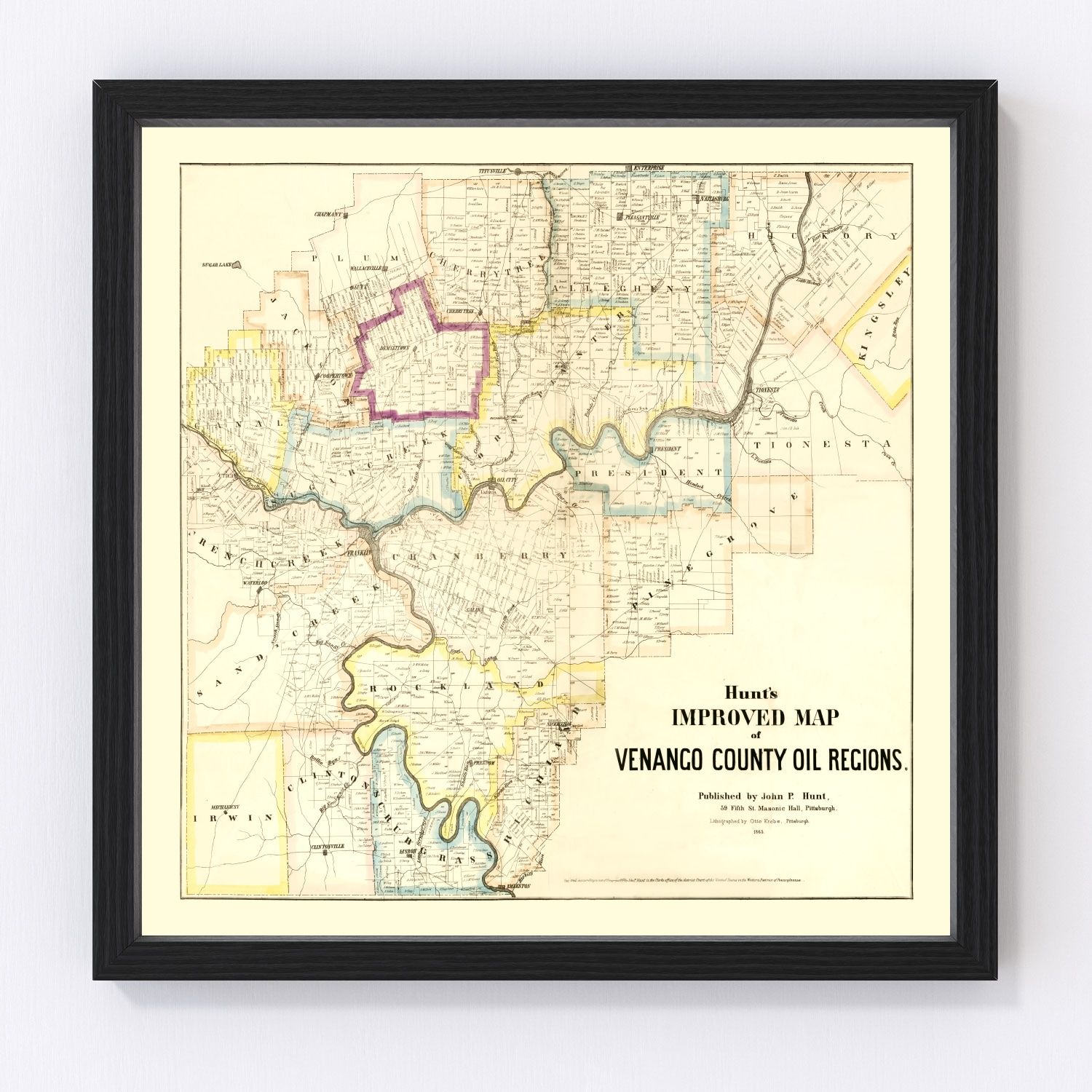 Vintage Map of Venango County, Pennsylvania 1865