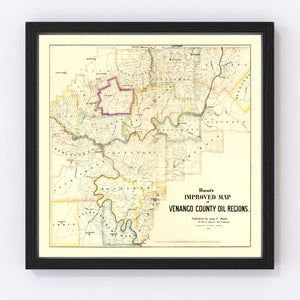 Vintage Map of Venango County, Pennsylvania 1865