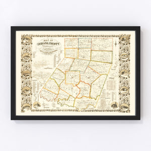 Vintage Map of Indiana County, Pennsylvania 1856