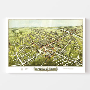 Vintage Map of Westfield, Massachusetts 1875