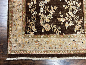 Peshawar Runner Rug 3 x 20, Wool Hand Knotted Vintage Pakistani Carpet, Brown & Taupe, Chobi Mahal Floral Rug, Extra Long Hallway Runner