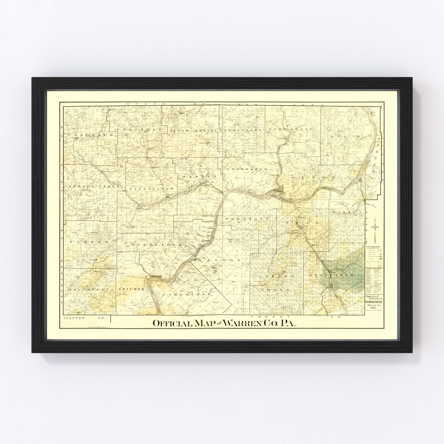 Vintage Map of Warren County, Pennsylvania 1900