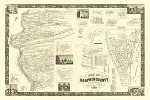 Vintage Map of Dauphin County, Pennsylvania 1858