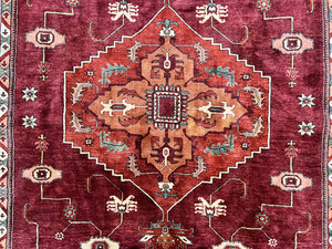 Persian Bidjar Rug 9x13, Wool Hand Knotted Vintage Carpet, Red Oriental Rug, Handmade Rug, Large 9 x 13 Room Size Rug
