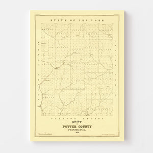 Vintage Map of Potter County, Pennsylvania 1856