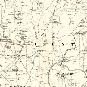 Vintage Map of Clarion County, Pennsylvania 1865