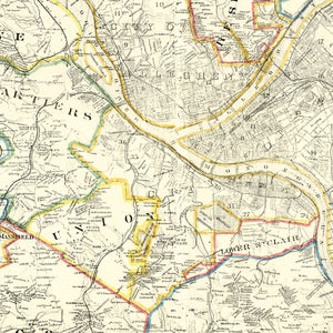 Vintage Map of Allegheny County, Pennsylvania 1883