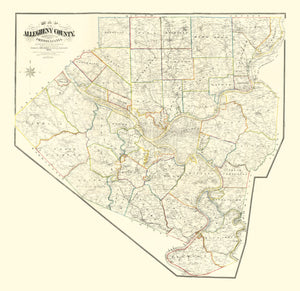 Vintage Map of Allegheny County, Pennsylvania 1883