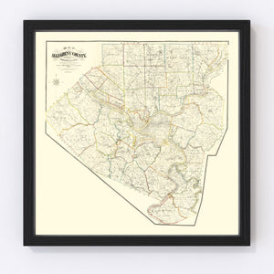 Vintage Map of Allegheny County, Pennsylvania 1883