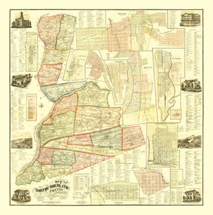 Vintage Map of Northumberland County, Pennsylvania 1874