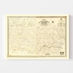 Vintage Map of Montgomery County, Pennsylvania 1849