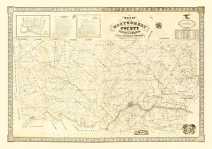 Vintage Map of Montgomery County, Pennsylvania 1849