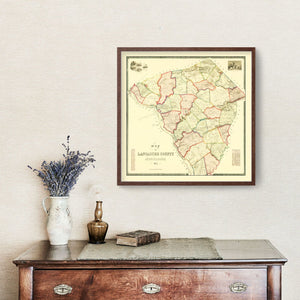 Vintage Map of Lancaster County, Pennsylvania 1851