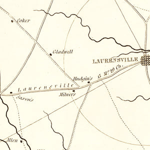 Vintage Map of Laurens County, South Carolina 1825