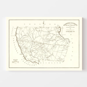 Vintage Map of Fairfield County, South Carolina 1825