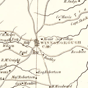Vintage Map of Fairfield County, South Carolina 1825
