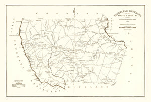 Vintage Map of Fairfield County, South Carolina 1825