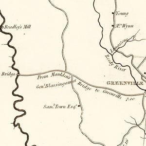 Vintage Map of Greenville County, South Carolina 1825