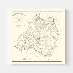 Vintage Map of Newberry County, South Carolina 1820