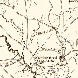 Vintage Map of Newberry County, South Carolina 1820