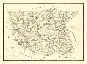 Vintage Map of Nottoway County, Virginia 1864