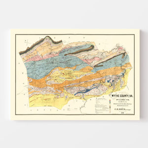 Vintage Map of Wythe County, Virginia 1890