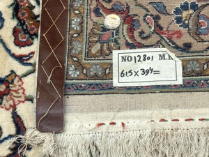 Ivory Persian Sarouk Rug 13x20, Palace Size Carpet, 225 KPSI, Traditional Wool Handmade Vintage Extra Large Rug 13 x 20 ft, Allover Pattern,