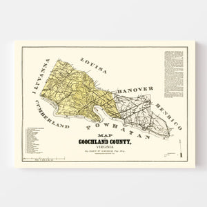 Vintage Map of Goochland County, Virginia 1881