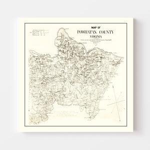 Vintage Map of Powhatan County, Virginia 1864