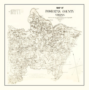 Vintage Map of Powhatan County, Virginia 1864