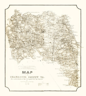 Vintage Map of Charlotte County, Virginia 1864