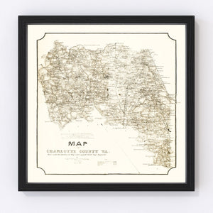 Vintage Map of Charlotte County, Virginia 1864