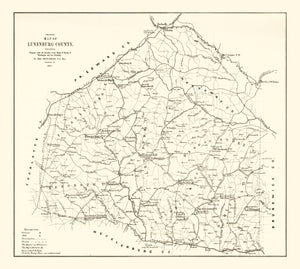 Vintage Map of Lunenburg County, Virginia 1871