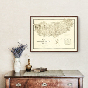 Vintage Map of Cumberland County, Virginia 1864