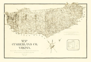Vintage Map of Cumberland County, Virginia 1864