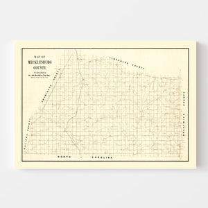 Vintage Map of Mecklenburg County, Virginia 1860