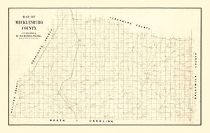 Vintage Map of Mecklenburg County, Virginia 1860