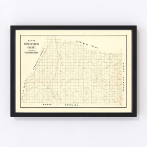 Vintage Map of Mecklenburg County, Virginia 1860