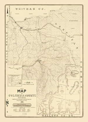 Vintage Map of Columbia County, Washington 1900