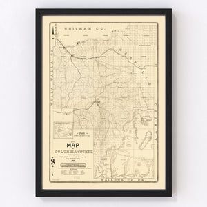 Vintage Map of Columbia County, Washington 1900