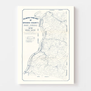 Vintage Map of Brooke County, West Virginia 1912